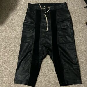 Rick Owens drop crotch waxed jeans